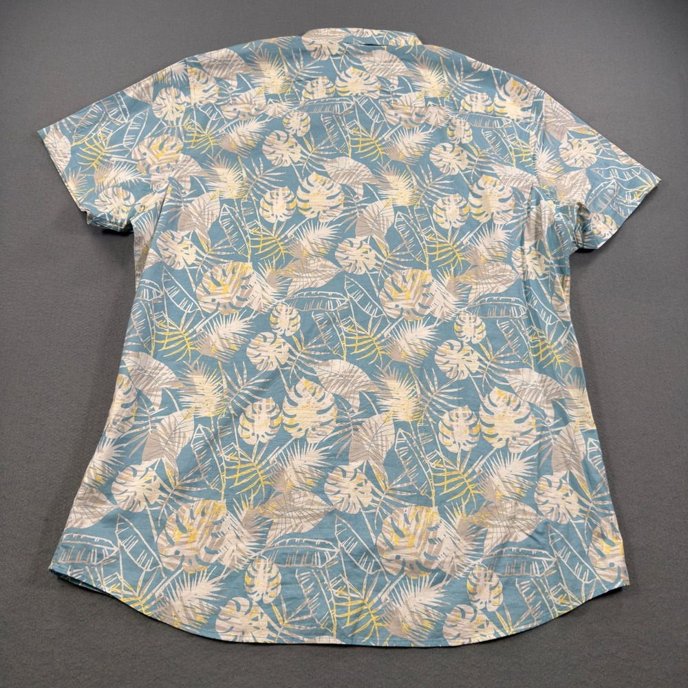 Travis Mathew Mens XXL Blue Tropical Monstera Palm Short Sleeve Button Up Shirt - Picture 5 of 8